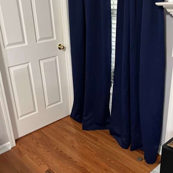 Linen blackout Curtains 2 Hanging Options Filtering Navy Blue W 52 x L 95 - Picture 5 of 13